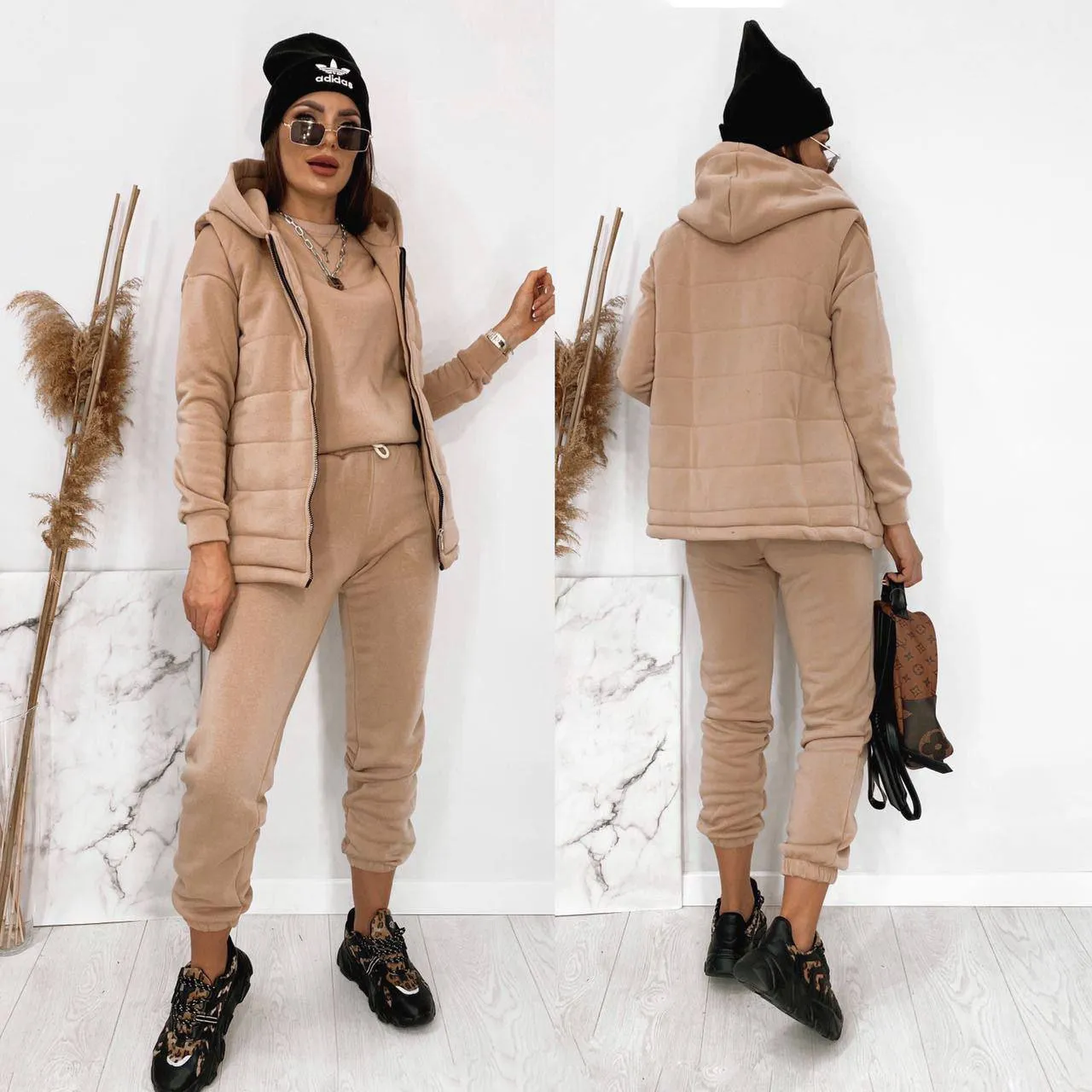 Warm Suit Three Piece Vest Pants Sweater Warm Autumn Winter Clothes