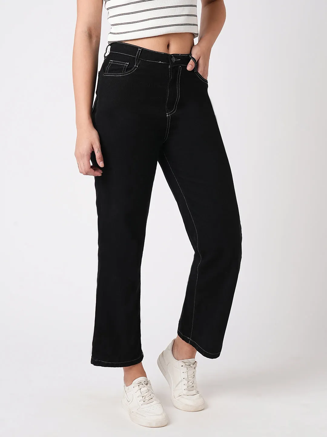 Women High-Rise Relaxed Straight Fit Jeans