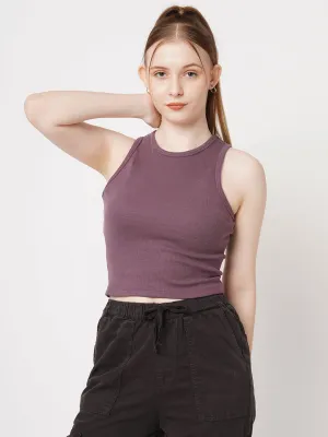 Women Slim Fit Mauve Tank Top