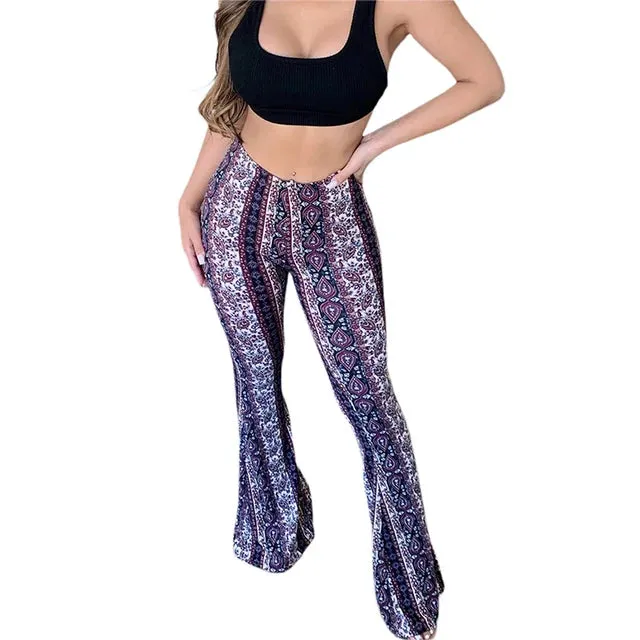 Women's Flare Ethnic Print Pants