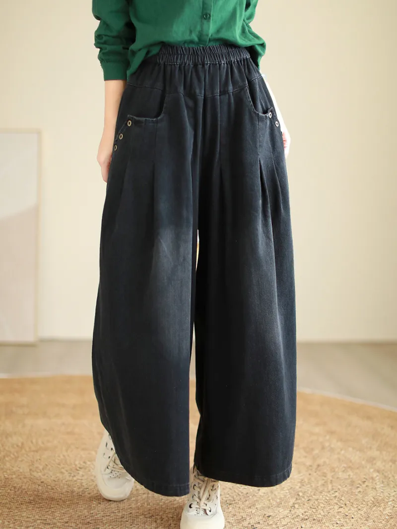 Women's Trendy Fashion Pockets Button Pants Bottom