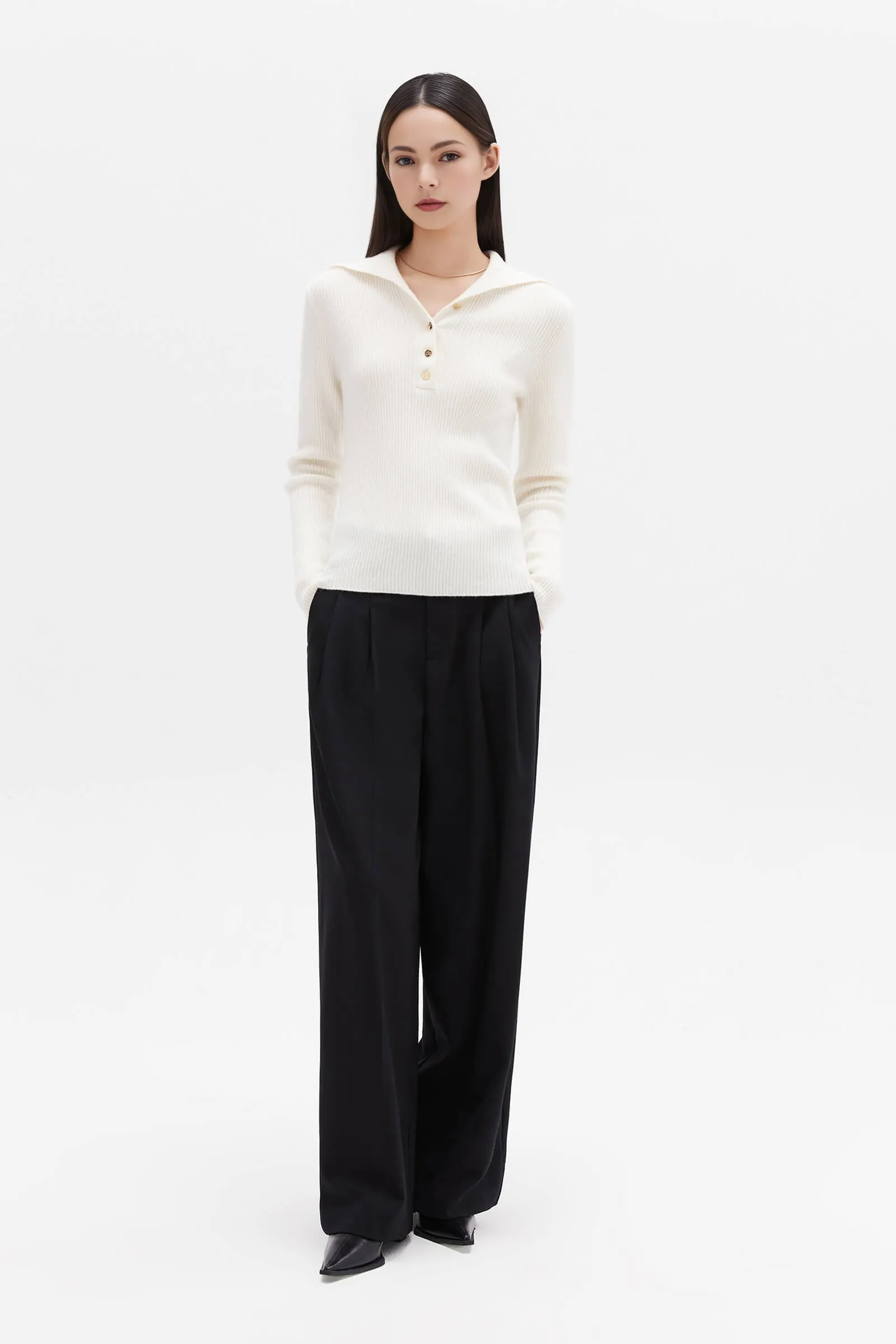 Wool High-Waisted Wide-Leg Trousers