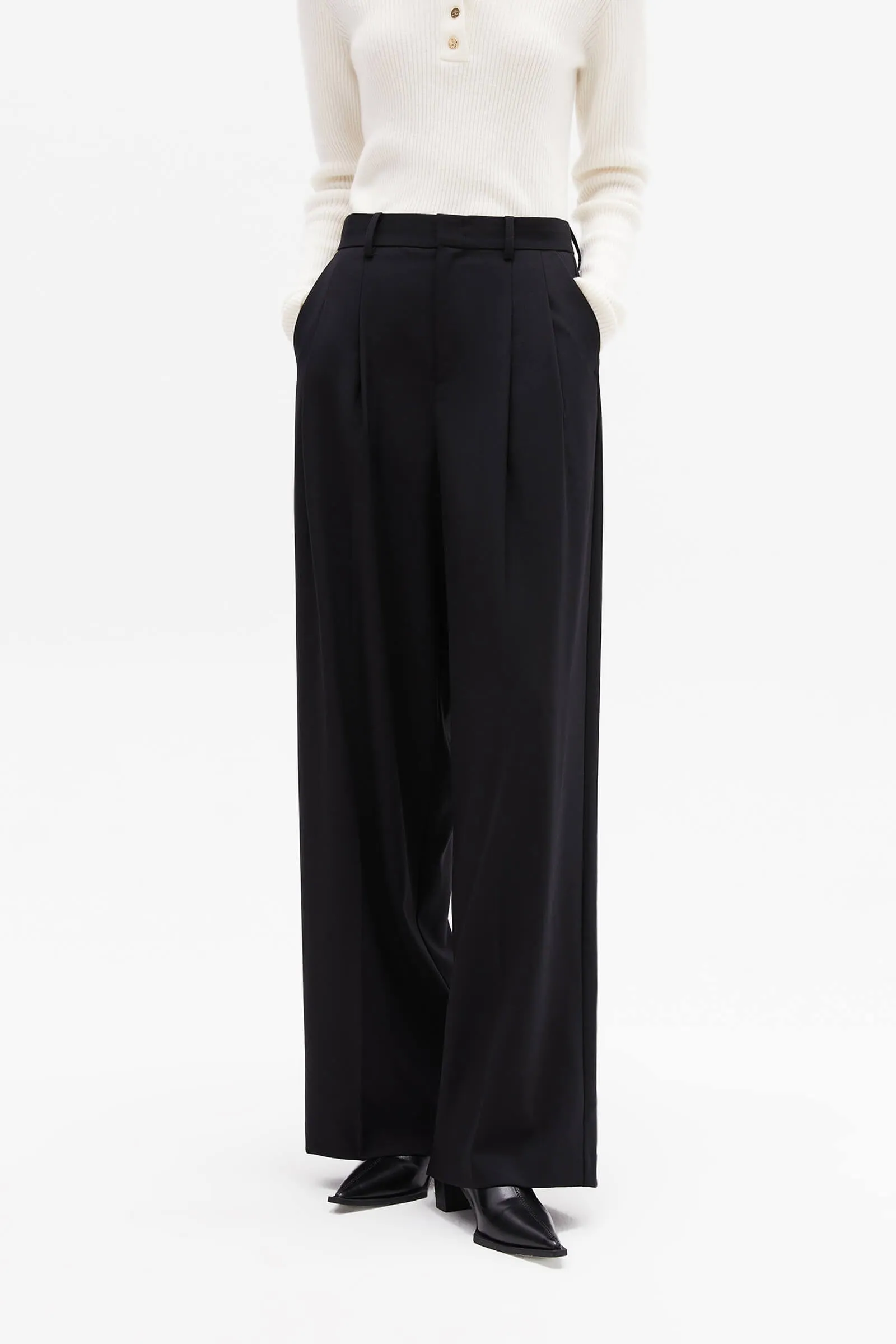 Wool High-Waisted Wide-Leg Trousers