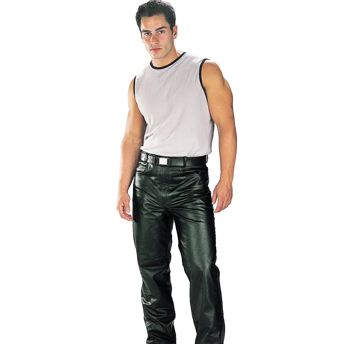 Xelement B7400 Men's 'Classic' Black Fitted Leather Pants